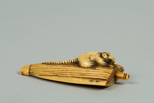 Netsuke of Mouse on an Umbrella