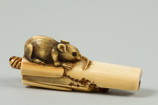 Netsuke of Mouse on Bamboo