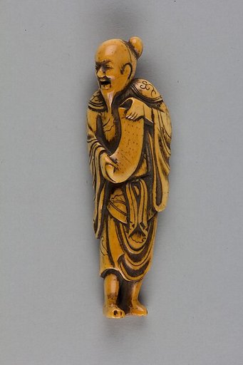 Netsuke of Man Holding a Scroll
