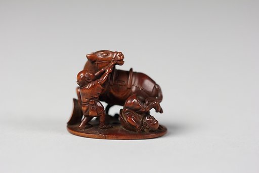 Netsuke of Two Men and Horse