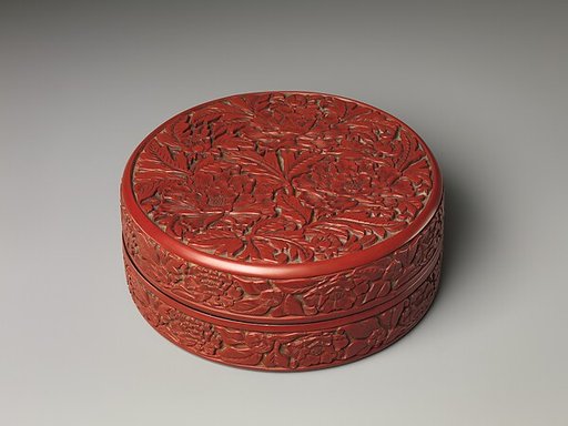 Covered box with peonies and seasonal flowers