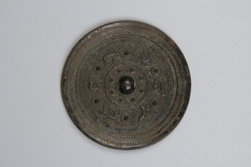 Mirror with deities and mythical creatures