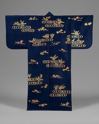 Noh Costume (Surihaku) with Water, Water Plants, and Leaves