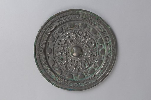 Mirror with deities and mythical creatures