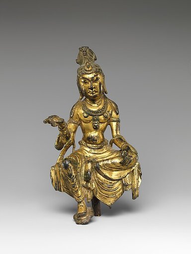 Seated bodhisattva, probably Manjushri (Wenshu)