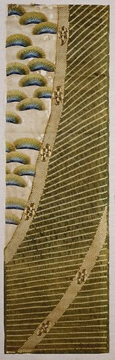 Kosode Fragment with Bamboo Curtain and Pines