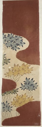 Piece from a Robe (Kosode) with Pattern of Maple Leaves