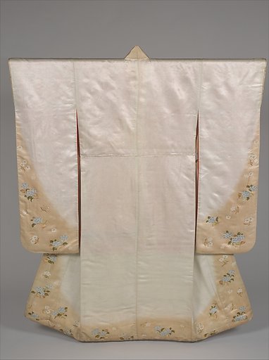 Long-Sleeved Kimono (Furisode) with Hydrangeas and Cherry Blossoms