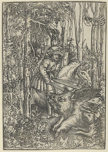 Hunter on Horseback Hunting a Wild Boar