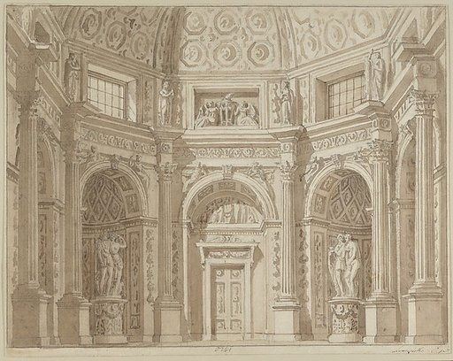 Stage Design, with Four other Drawings
