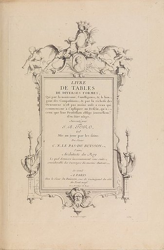 Livre de Tables de Diverses Formes (Title Page)