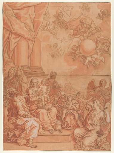 The Virgin and Child with Saints and Angels, and God the Father in the Sky
