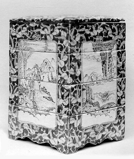 Tiered Box with Westerners and Landscapes