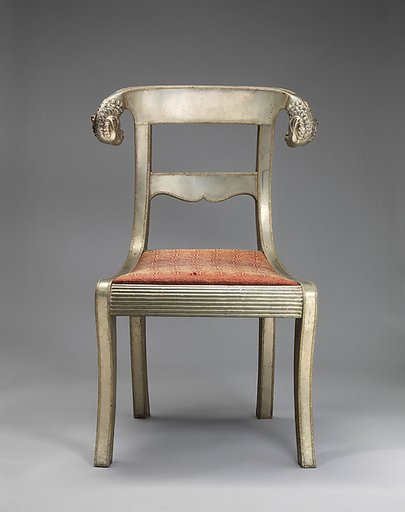 Side chair with rams' heads (one of a pair)