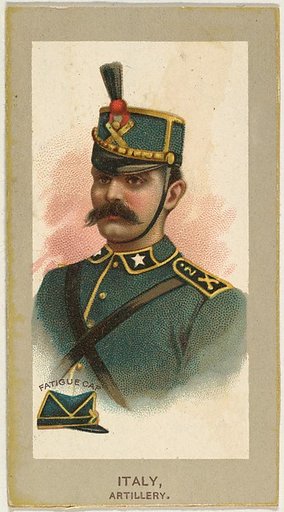 Fatigue Cap, Artillery, Italy, from the Military Uniforms series (T182) issued by Abdul Cigarettes