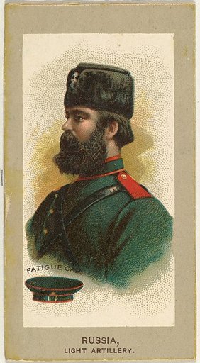 Fatigue Cap, Light Artillery, Russia, from the Military Uniforms series (T182) issued by Abdul Cigarettes