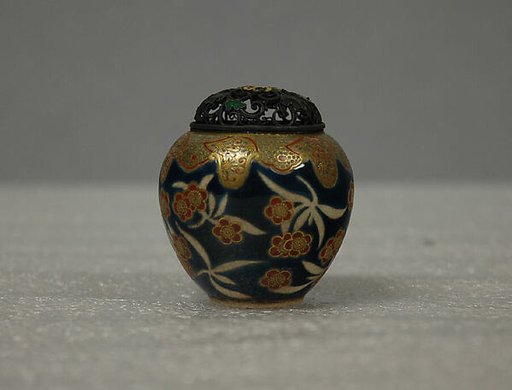 Small Covered Jar with Design of Cherry Blossoms and Lambrequin Border