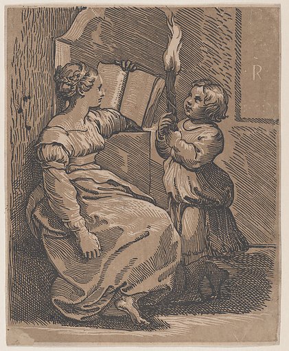 A Sibyl Reading a book facing right