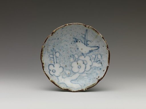 Set of Five Small Dishes (Kozara) with Flowering Plum and Warbler