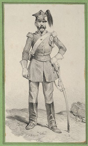 Standing soldier with his hand on the helm of his sword