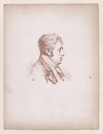 Bust of a man in profile, facing right