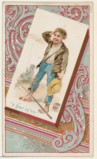 "A great big bite," from the Terrors of America set (N136) issued by Duke Sons & Co. to promote Honest Long Cut Tobacco