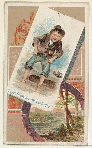 "Say yous fellows, come take a Turkish Bath," from the Terrors of America set (N136) issued by Duke Sons & Co. to promote Honest Long Cut Tobacco