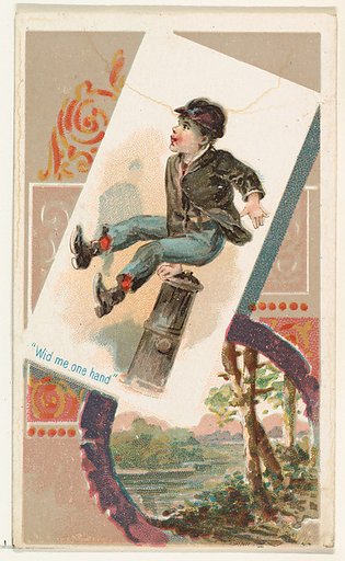 "Wid me one hand," from the Terrors of America set (N136) issued by Duke Sons & Co. to promote Honest Long Cut Tobacco