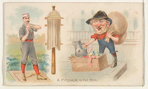 A Pitcher in the Box, from the Talk of the Diamond set (N135) issued by Duke Sons & Co., a branch of the American Tobacco Company