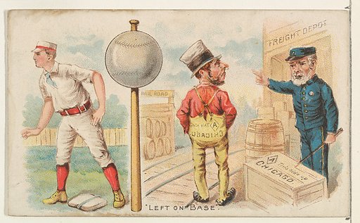 Left on Base, from the Talk of the Diamond set (N135) issued by Duke Sons & Co., a branch of the American Tobacco Company