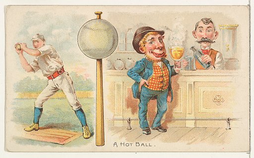 A Hot Ball, from the Talk of the Diamond set (N135) issued by Duke Sons & Co., a branch of the American Tobacco Company