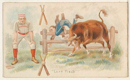 Left Field, from the Talk of the Diamond set (N135) issued by Duke Sons & Co., a branch of the American Tobacco Company