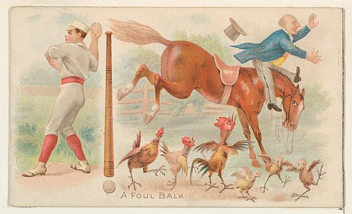 A Foul Ball, from the Talk of the Diamond set (N135) issued by Duke Sons & Co., a branch of the American Tobacco Company