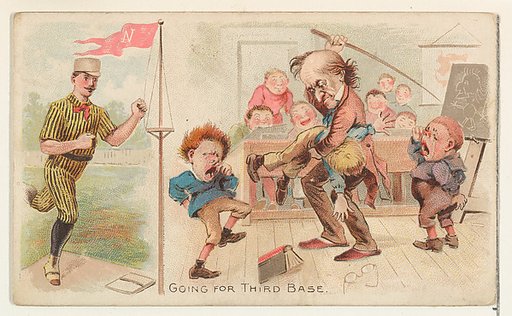 Going For Third Base, from the Talk of the Diamond set (N135) issued by Duke Sons & Co., a branch of the American Tobacco Company