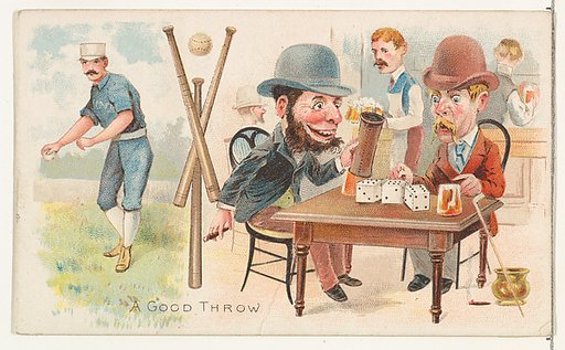A Good Throw, from the Talk of the Diamond set (N135) issued by Duke Sons & Co., a branch of the American Tobacco Company