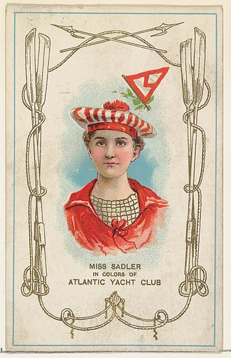 Miss Sadler in Colors of Atlantic Yacht Club, from the Yacht Colors of the World series (N140) issued by Duke Sons & Co. to promote Honest Long Cut Tobacco