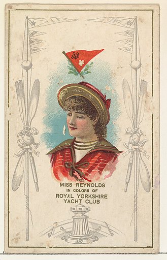 Miss Reynolds in Colors of Royal Yorkshire Yacht Club, from the Yacht Colors of the World series (N140) issued by Duke Sons & Co. to promote Honest Long Cut Tobacco