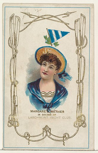 Margaret Mather in Colors of the Larchmont Yach Club, from the Yacht Colors of the World series (N140) issued by Duke Sons & Co. to promote Honest Long Cut Tobacco