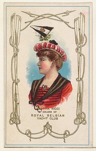 Bertha Ricci in Colors of Royal Belgian Yacht Club, from the Yacht Colors of the World series (N140) issued by Duke Sons & Co. to promote Honest Long Cut Tobacco