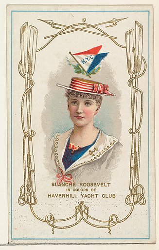 Blanche Roosevelt in Colors of Haverhill Yacht Club, from the Yacht Colors of the World series (N140) issued by Duke Sons & Co. to promote Honest Long Cut Tobacco