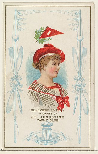 Genevieve Lytton in Colors of St. Augustine Yacht Club, from the Yacht Colors of the World series (N140) issued by Duke Sons & Co. to promote Honest Long Cut Tobacco
