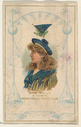 Miss Wells in Colors of Royal Welsh Yacht Club, from the Yacht Colors of the World series (N140) issued by Duke Sons & Co. to promote Honest Long Cut Tobacco