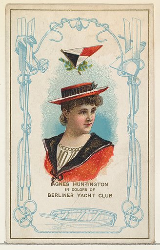 Agnes Huntington in Colors of the Berliner Yacht Club, from the Yacht Colors of the World series (N140) issued by Duke Sons & Co. to promote Honest Long Cut Tobacco