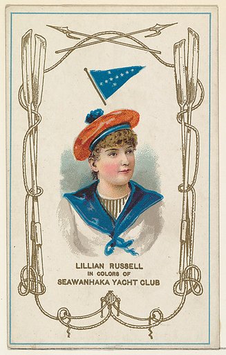 Lillian Russell in Colors of Seawanhaka Yacht Club, from the Yacht Colors of the World series (N140) issued by Duke Sons & Co. to promote Honest Long Cut Tobacco