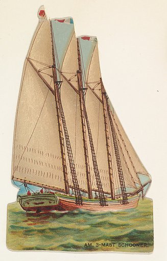 American Three-Mast Schooner, from the Types of Vessels series (N139) issued by Duke Sons & Co. to promote Honest Long Cut Tobacco