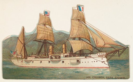 American Cruiser, Bark Rigged, from the Types of Vessels series (N139) issued by Duke Sons & Co. to promote Honest Long Cut Tobacco