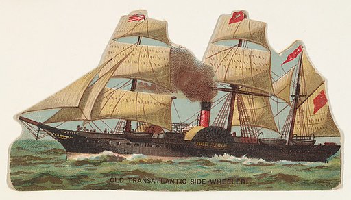 Old Transatlantic Side-Wheeler, from the Types of Vessels series (N139) issued by Duke Sons & Co. to promote Honest Long Cut Tobacco