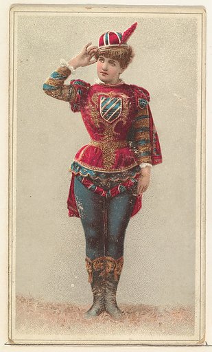 Actress tipping her red-feathered cap, from Stars of the Stage, Second Series (N130) issued by Duke Sons & Co. to promote Honest Long Cut Tobacco