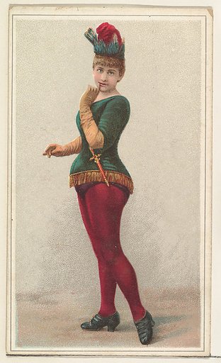 Actress wearing green bodice with dagger, from Stars of the Stage, Second Series (N130) issued by Duke Sons & Co. to promote Honest Long Cut Tobacco