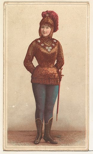Actress wearing military helmet, from Stars of the Stage, Second Series (N130) issued by Duke Sons & Co. to promote Honest Long Cut Tobacco